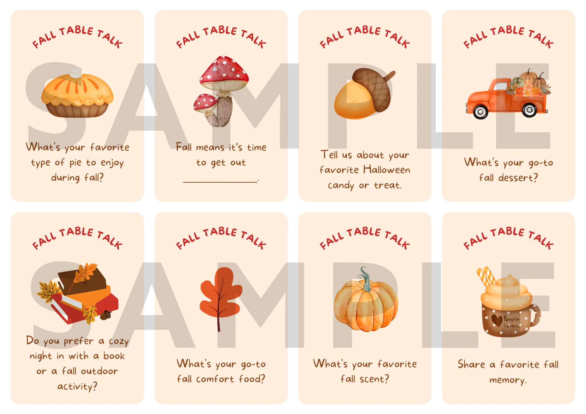 Fall Table Talk Cards