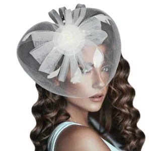 Feather Mesh Flower Headband: White