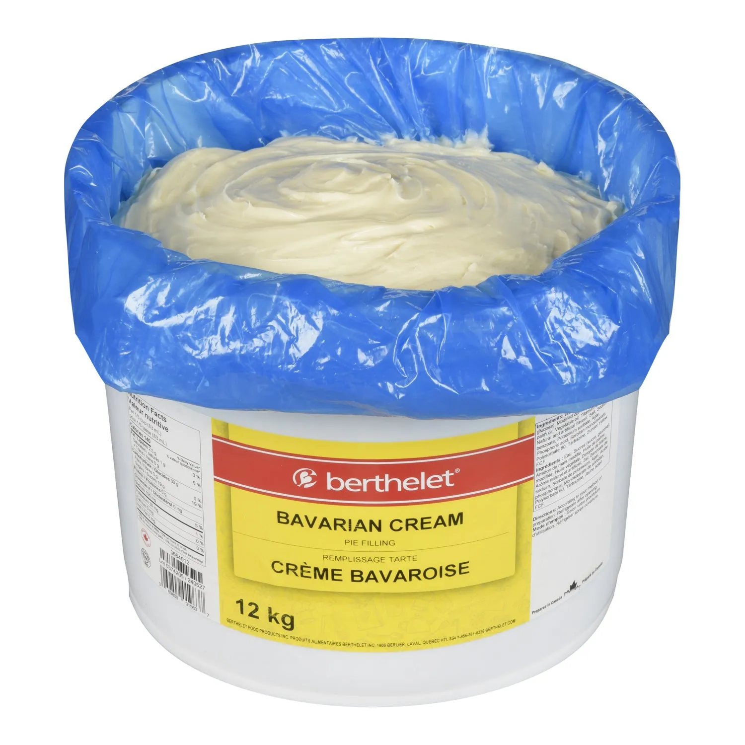 Filling Pie Bavarian Cream - 1 x 12 kg - Berthelet - Baking Mixes and Ingredients - Canadian Distribution