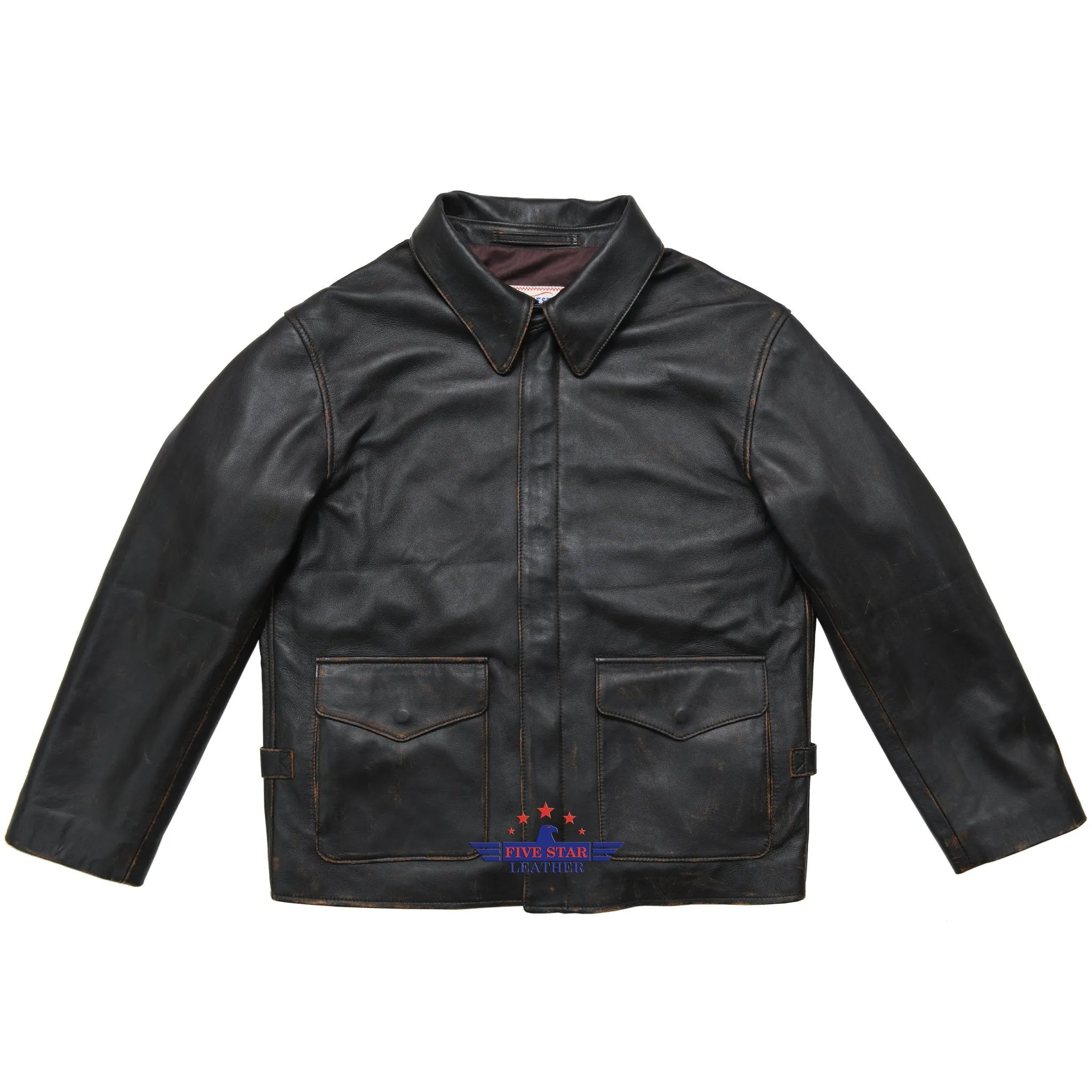 FiveStar Leather Men Adventurer Jacket Seal Distressed