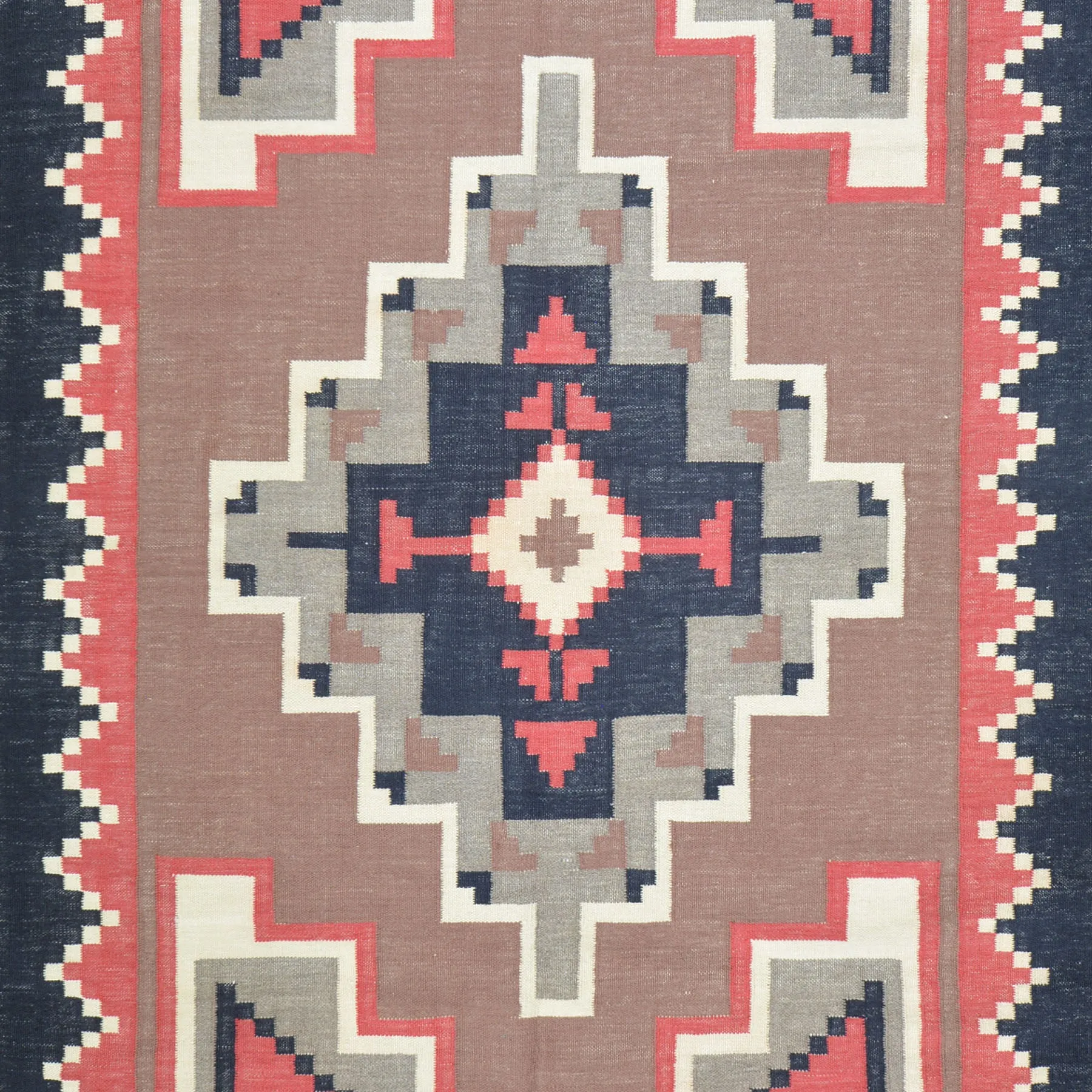 Flat-Weave Southwestern Design Red Color Wool Rug (Size 5.1 X 7.2) Cwral-10968