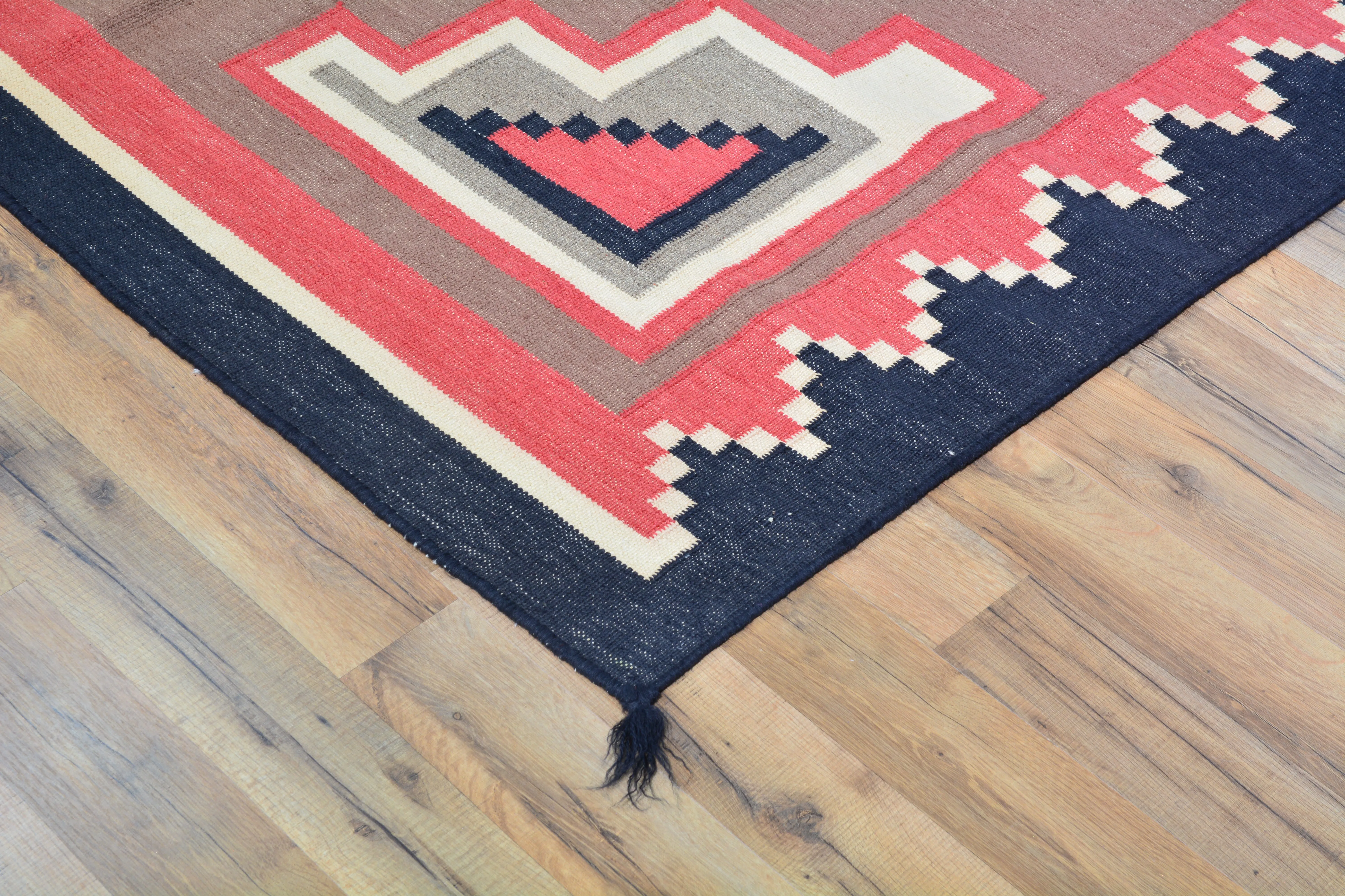 Flat-Weave Southwestern Design Red Color Wool Rug (Size 5.1 X 7.2) Cwral-10968