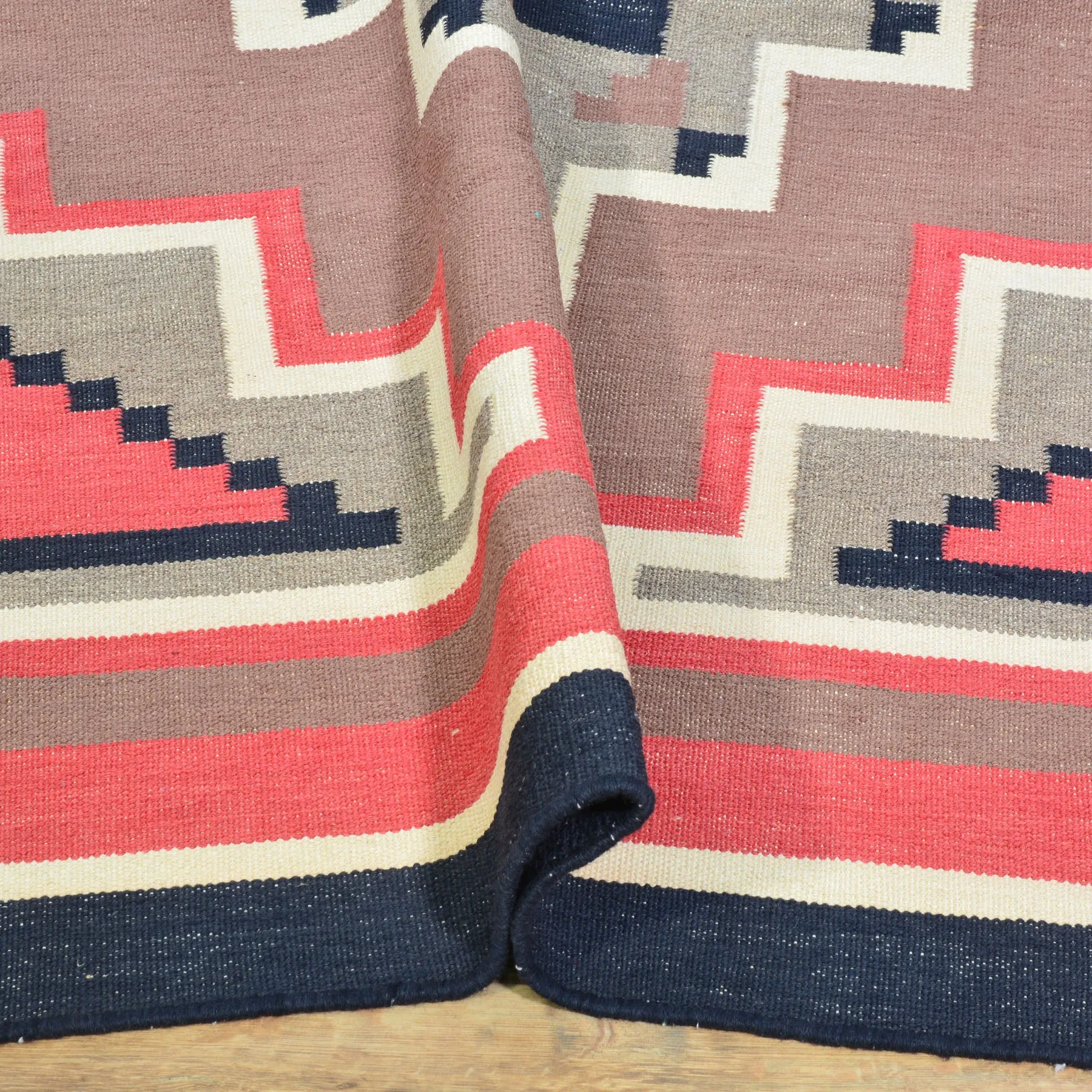 Flat-Weave Southwestern Design Red Color Wool Rug (Size 5.1 X 7.2) Cwral-10968