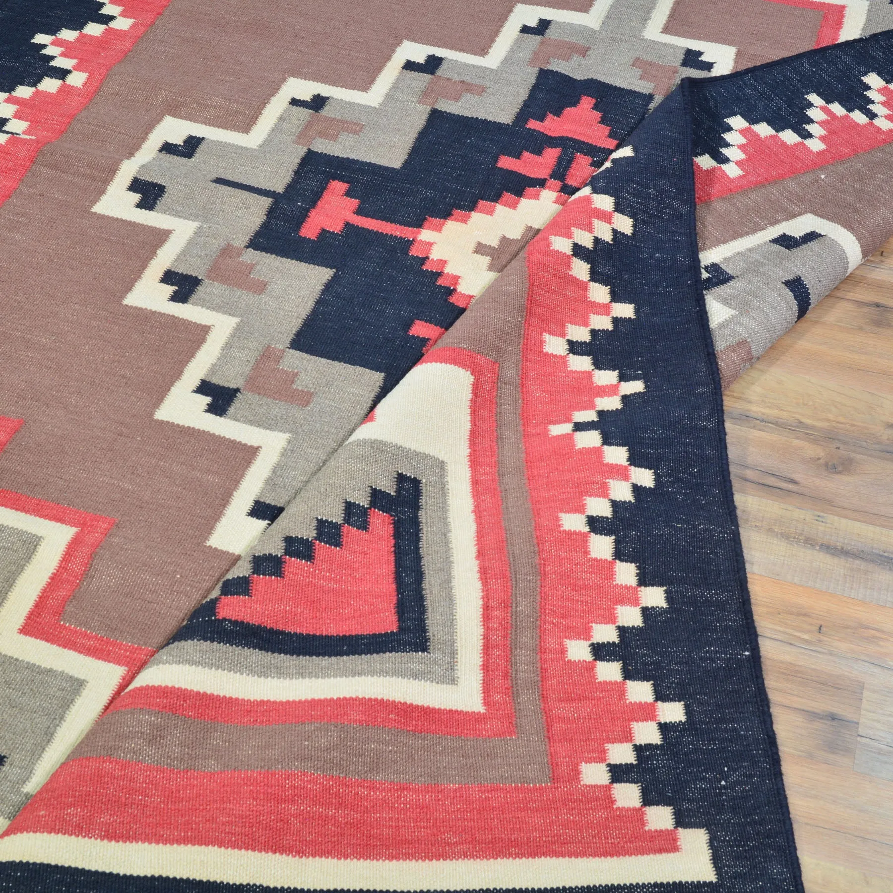 Flat-Weave Southwestern Design Red Color Wool Rug (Size 5.1 X 7.2) Cwral-10968