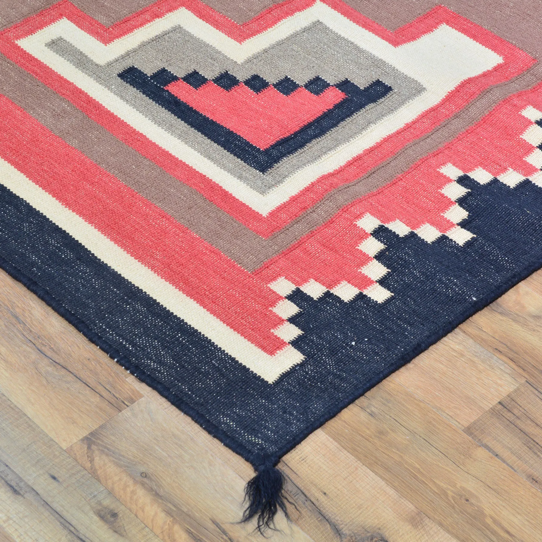 Flat-Weave Southwestern Design Red Color Wool Rug (Size 5.1 X 7.2) Cwral-10968