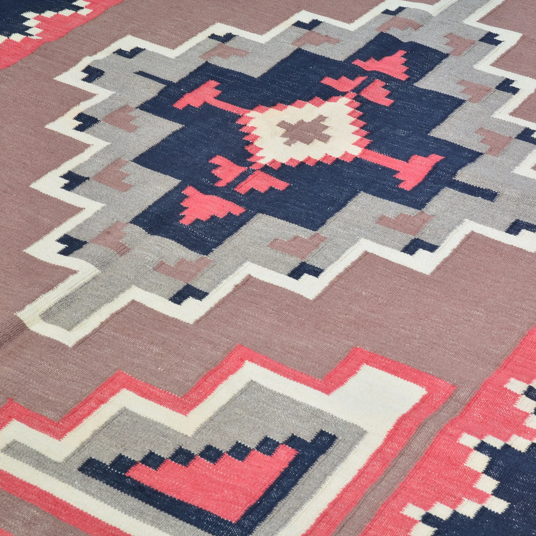 Flat-Weave Southwestern Design Red Color Wool Rug (Size 5.1 X 7.2) Cwral-10968