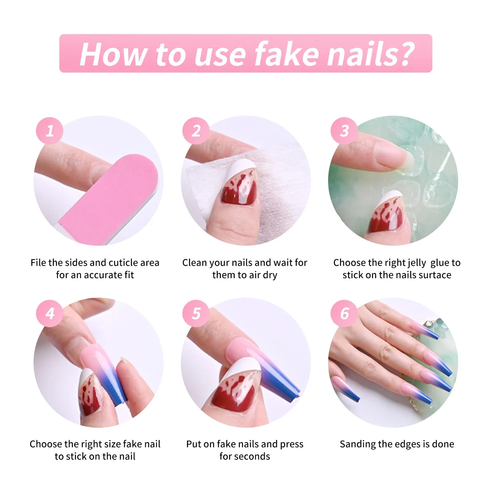 Fofosbeauty 24pcs Press on Nails, Fake Nails, Full Cover Acrylic Nails for Girls Women Kids, Coffin French Christmas Snowman Blue Pink
