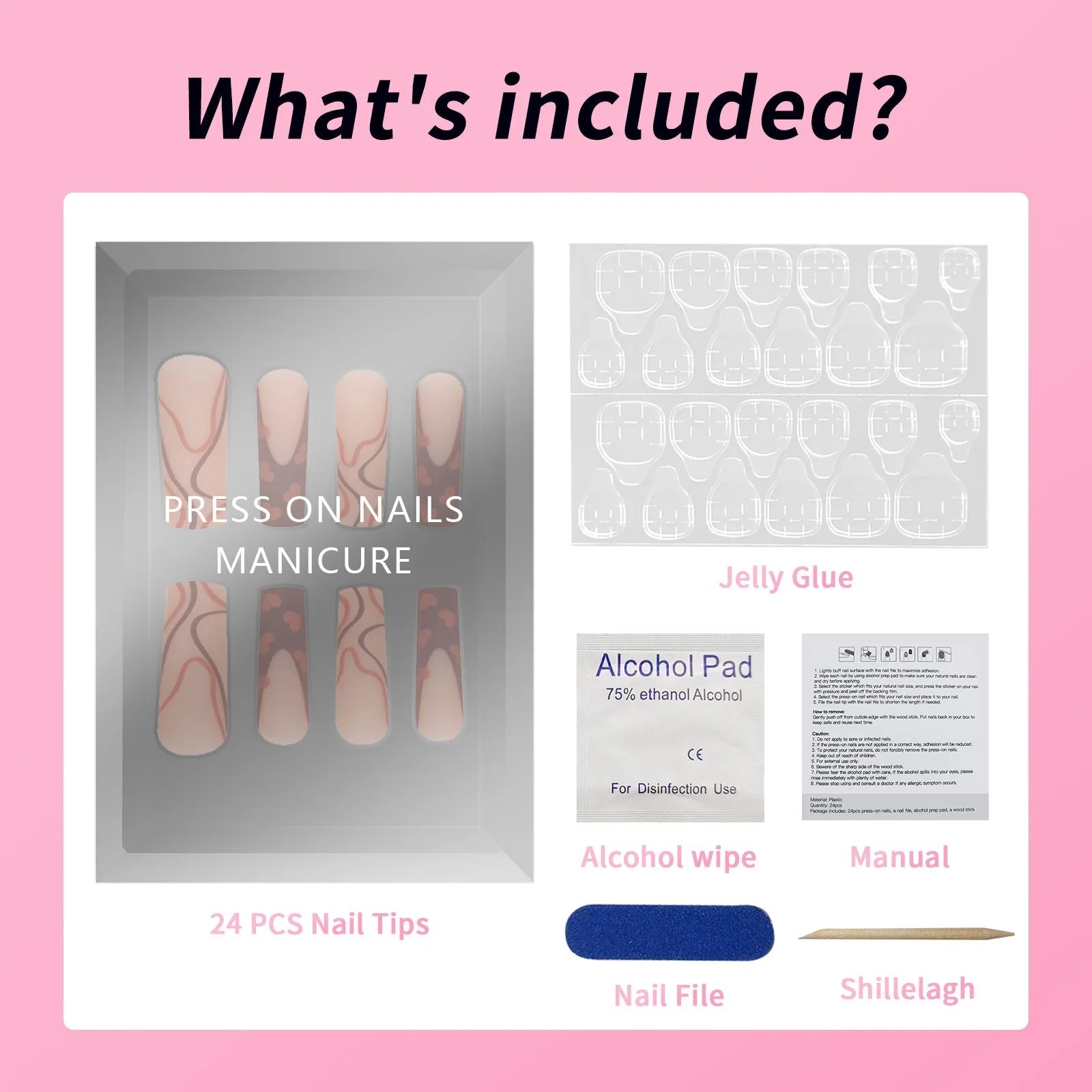 Fofosbeauty 24pcs Press on Nails, Fake Nails, Full Cover Acrylic Nails for Girls Women Kids, Coffin French Christmas Snowman Blue Pink