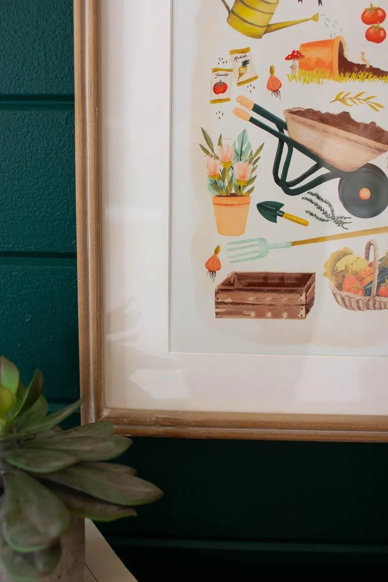 Framed Gardening Print Under Glass