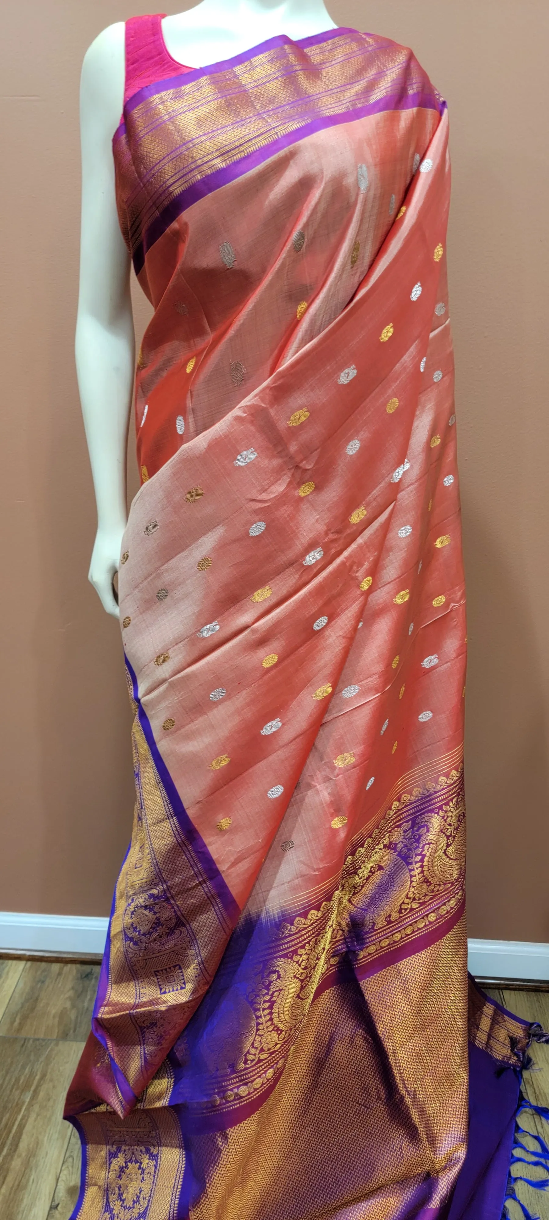 Gadwal Silk Saree w/ Kanchi border w/ Custom Blouse