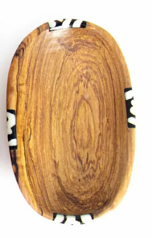 GC Oval Olivewood Bowl w/ Batik Bone Inlay