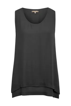 Georgette Double Tank Dark Grey