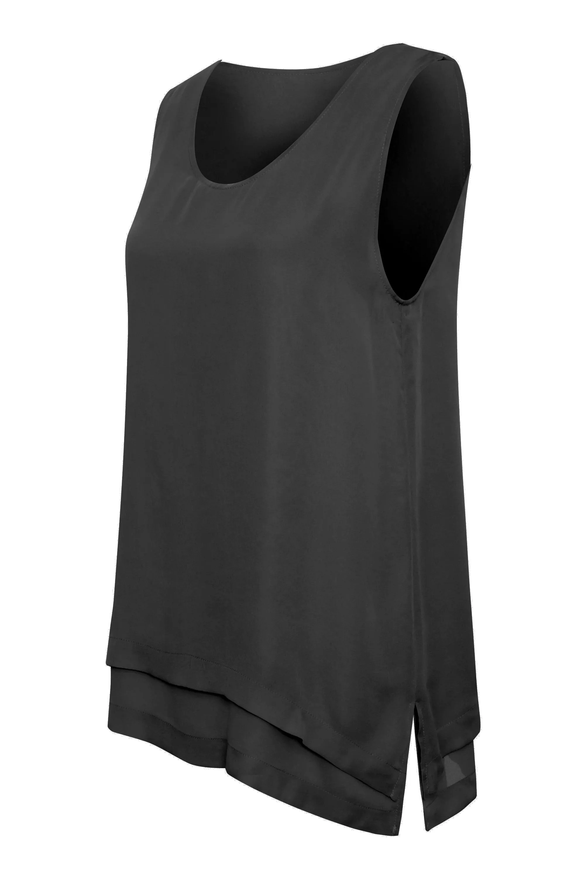 Georgette Double Tank Dark Grey