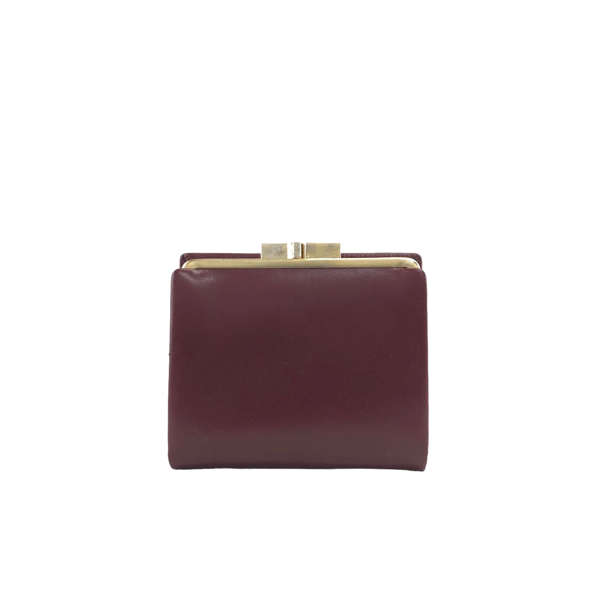 GIVENCHY Leather Logo Metal Clasp Folded Wallet Bordeaux Vintage s2uifj