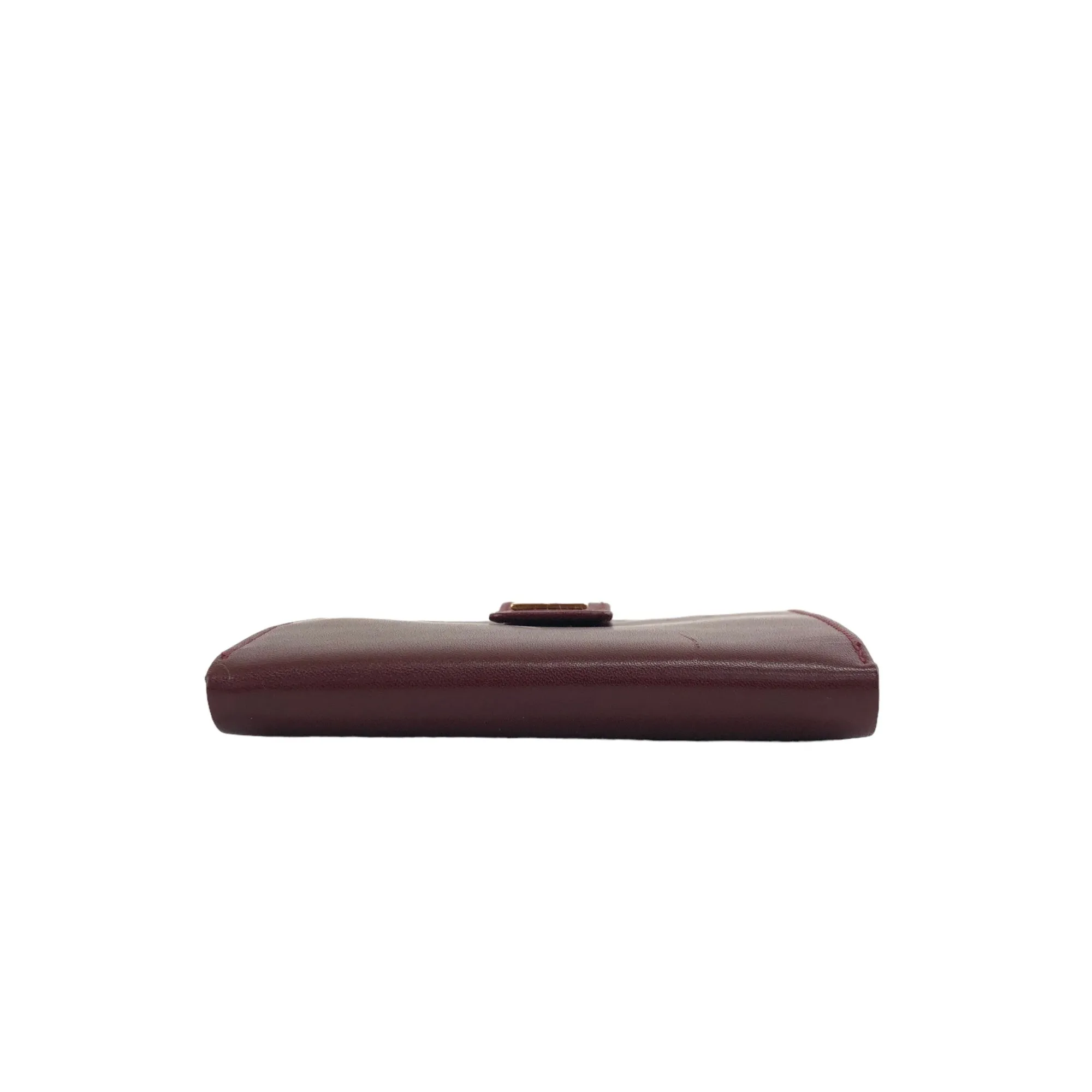 GIVENCHY Leather Logo Metal Clasp Folded Wallet Bordeaux Vintage s2uifj