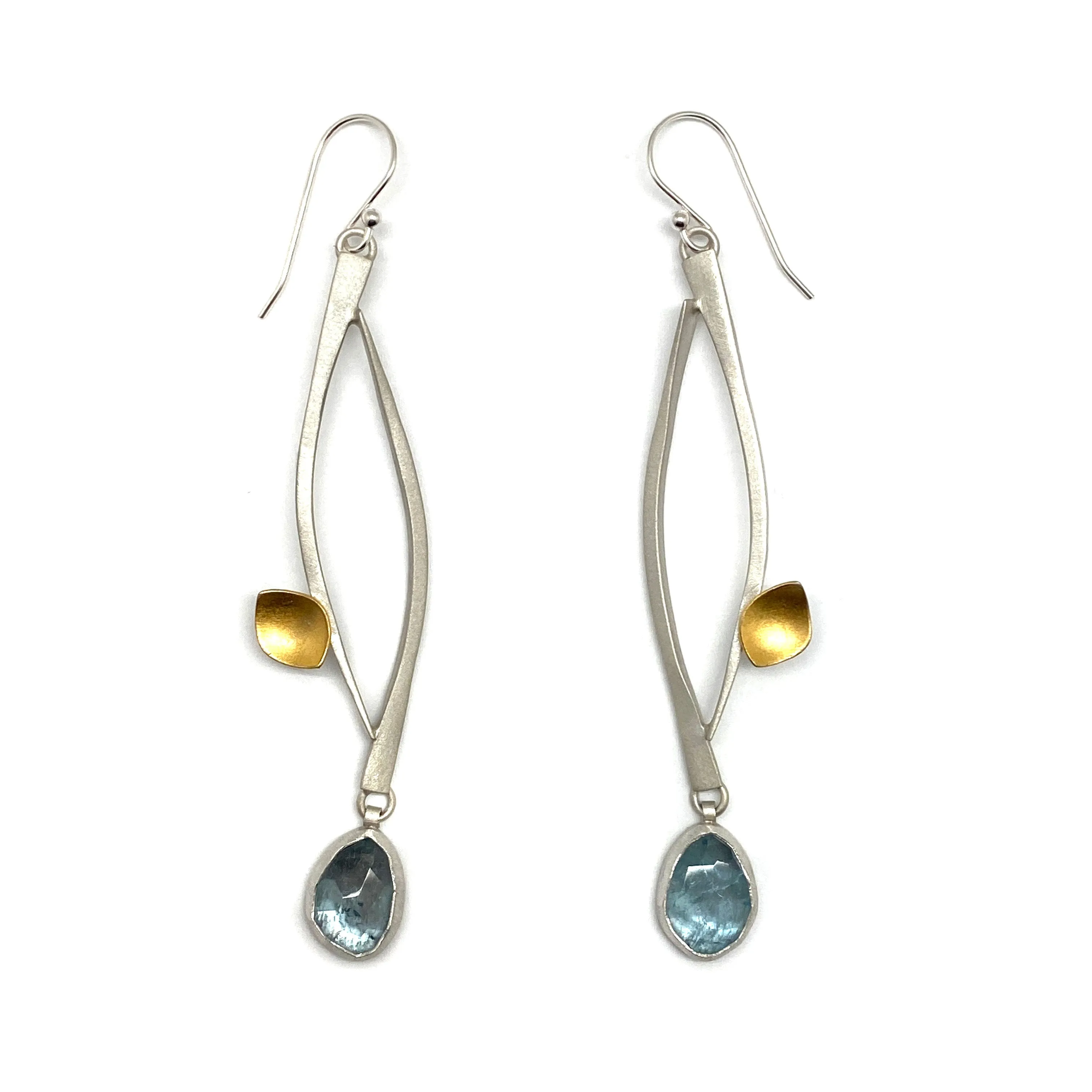 Gold and Silver Aquamarine Drop Earrings