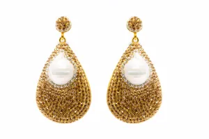 Gold Teardrop Earrings with Pearls