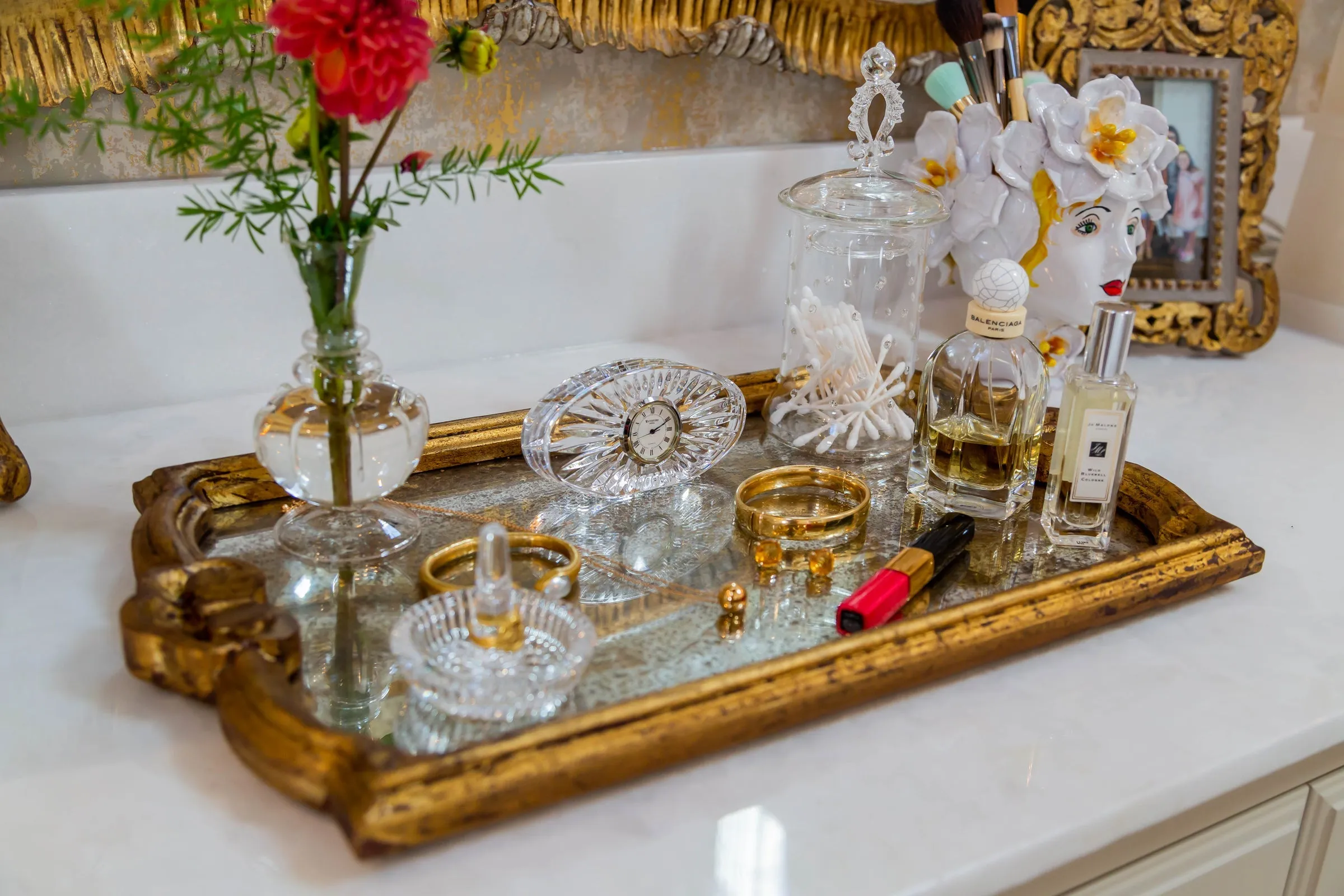 Gold Vendome Tray with Antiqued Mirror