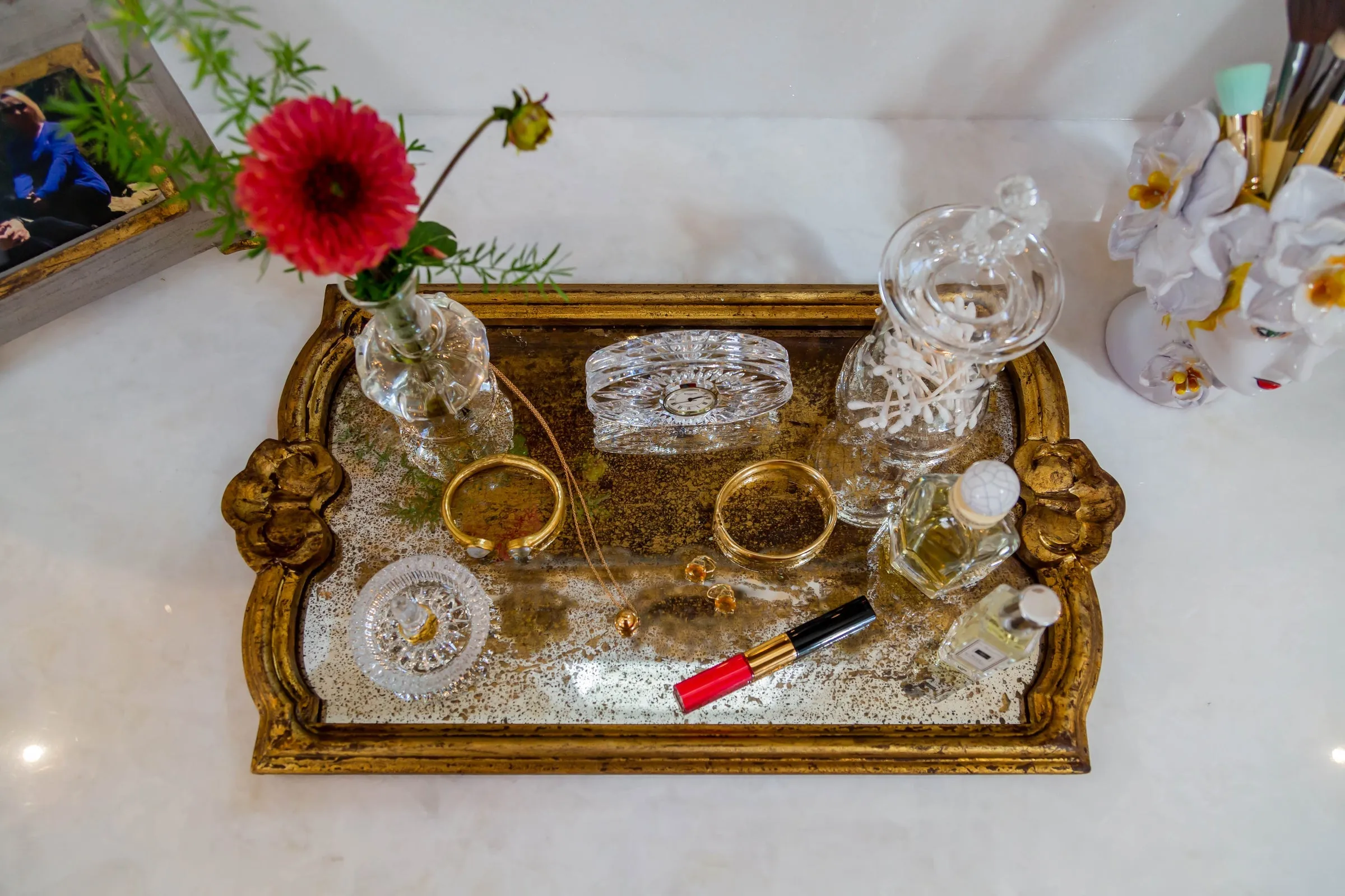 Gold Vendome Tray with Antiqued Mirror