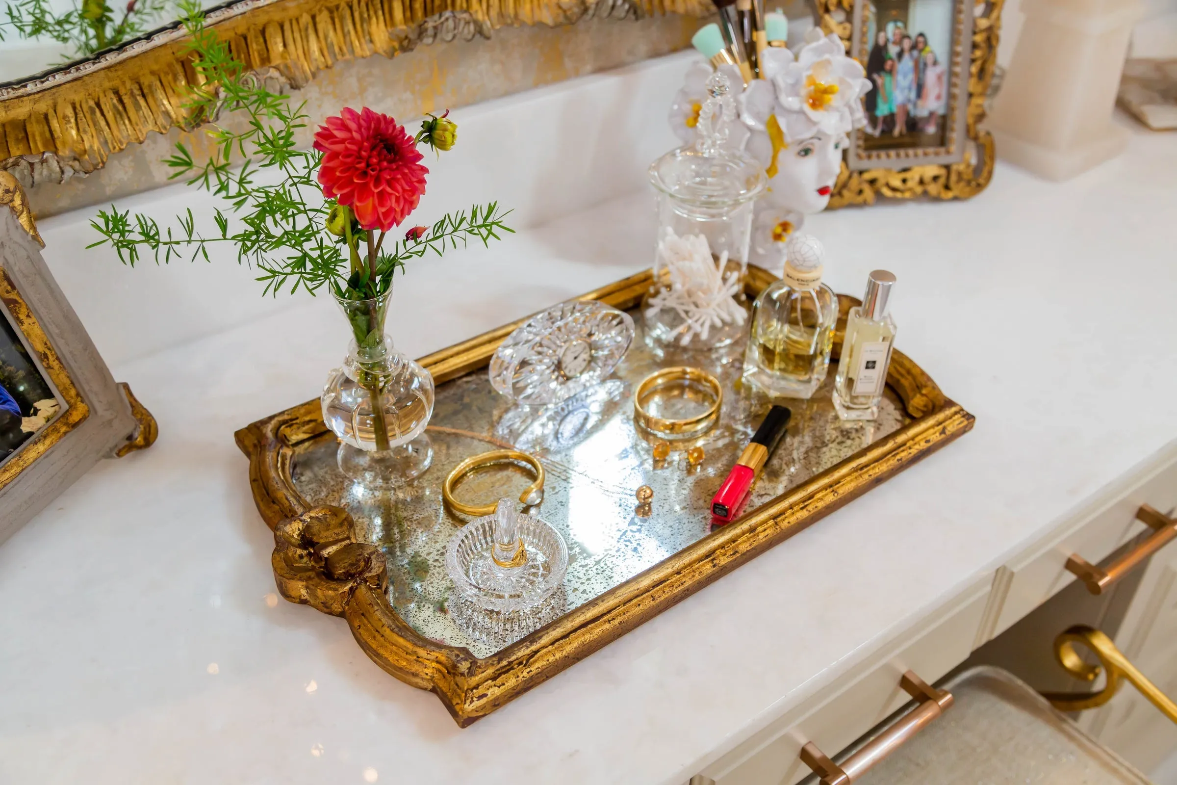 Gold Vendome Tray with Antiqued Mirror