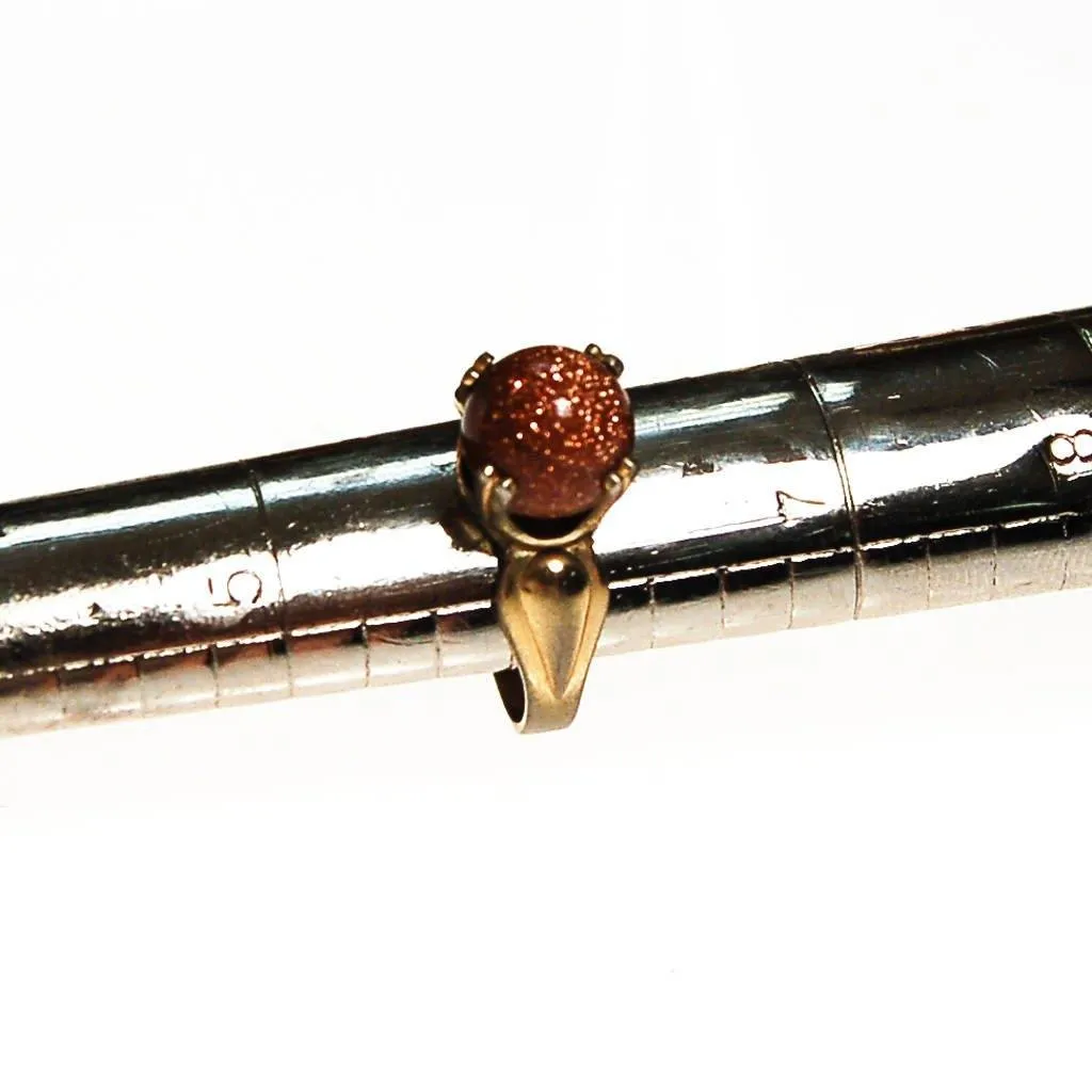 Goldstone Bead Ring, Gold Tone