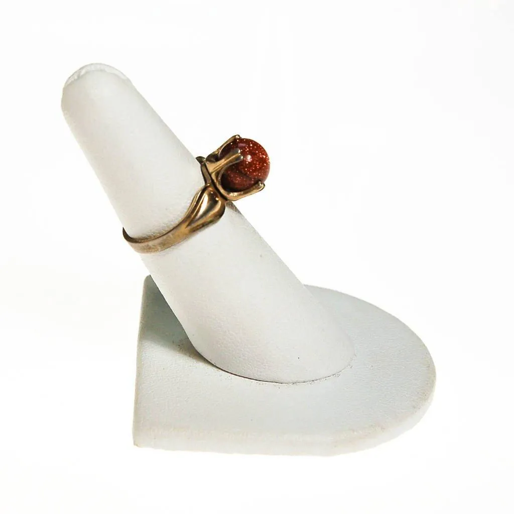 Goldstone Bead Ring, Gold Tone