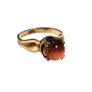 Goldstone Bead Ring, Gold Tone