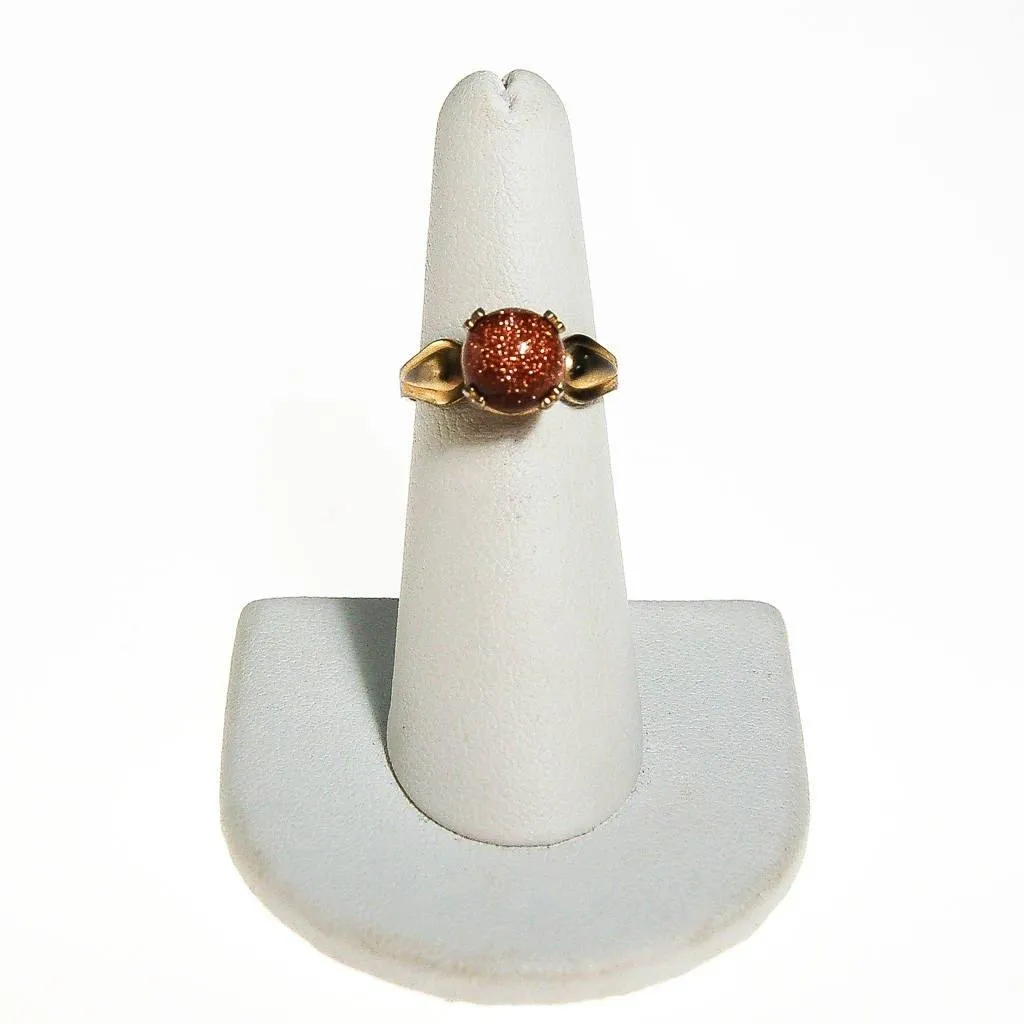 Goldstone Bead Ring, Gold Tone