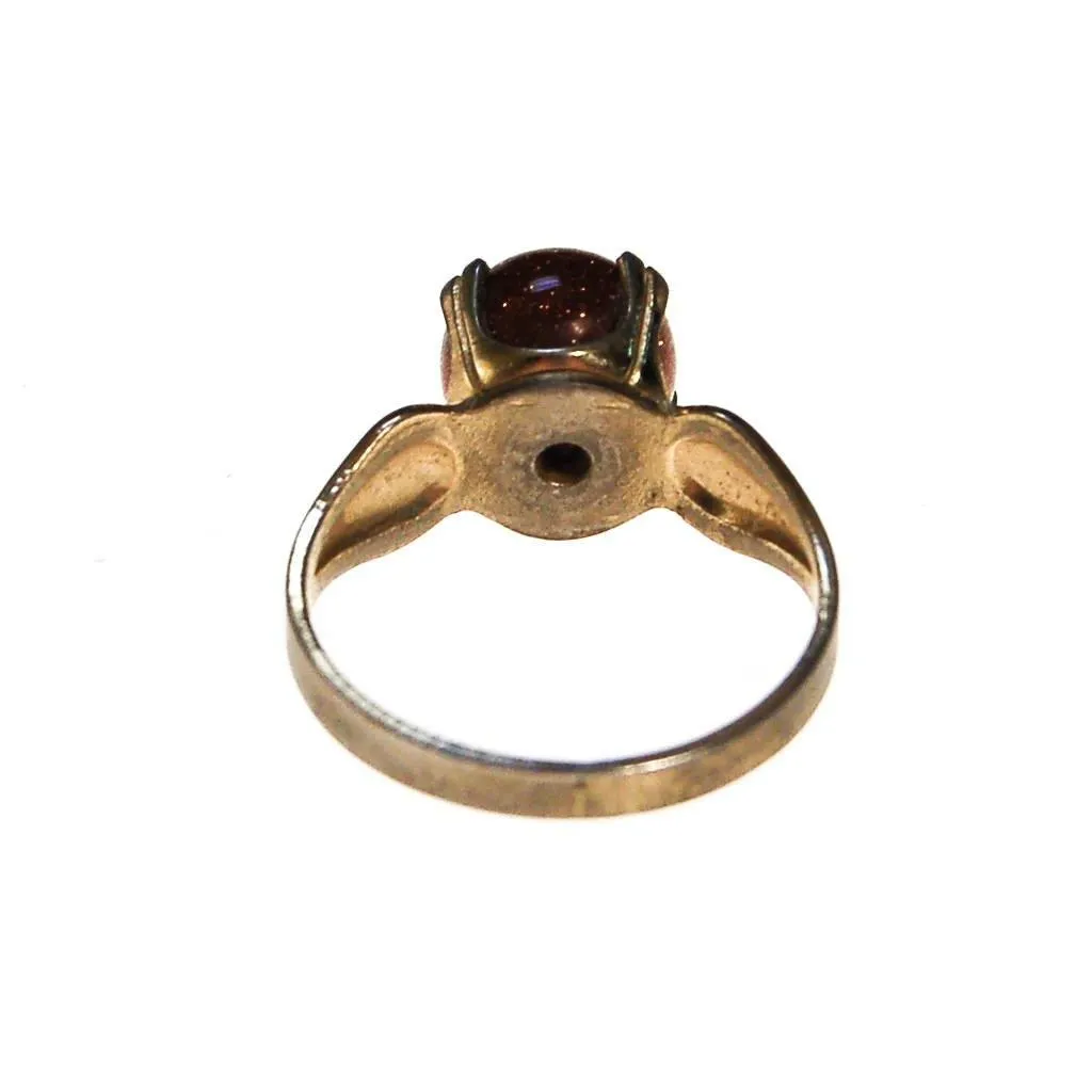 Goldstone Bead Ring, Gold Tone