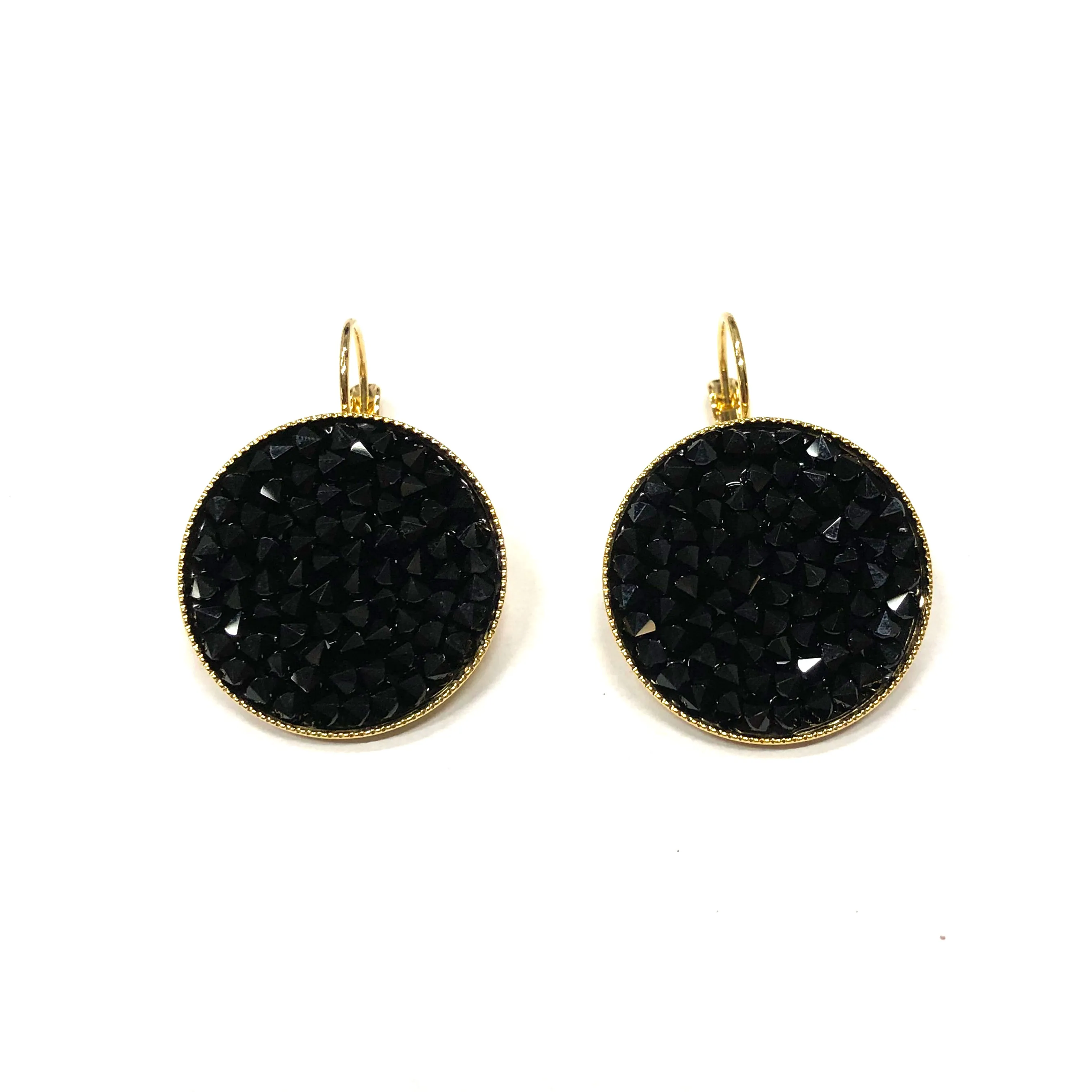Grace 24K gold champagne Swarovski crystal pave earrings