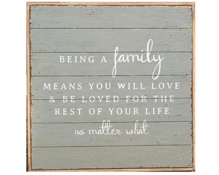 Gray farmhouse 'Family' wall hanging plaque