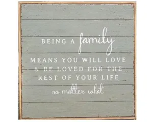 Gray farmhouse 'Family' wall hanging plaque