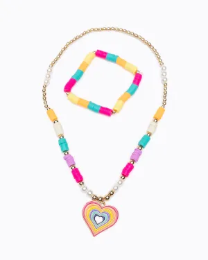 Great Pretenders Rainbow Love Necklace & Bracelet Set