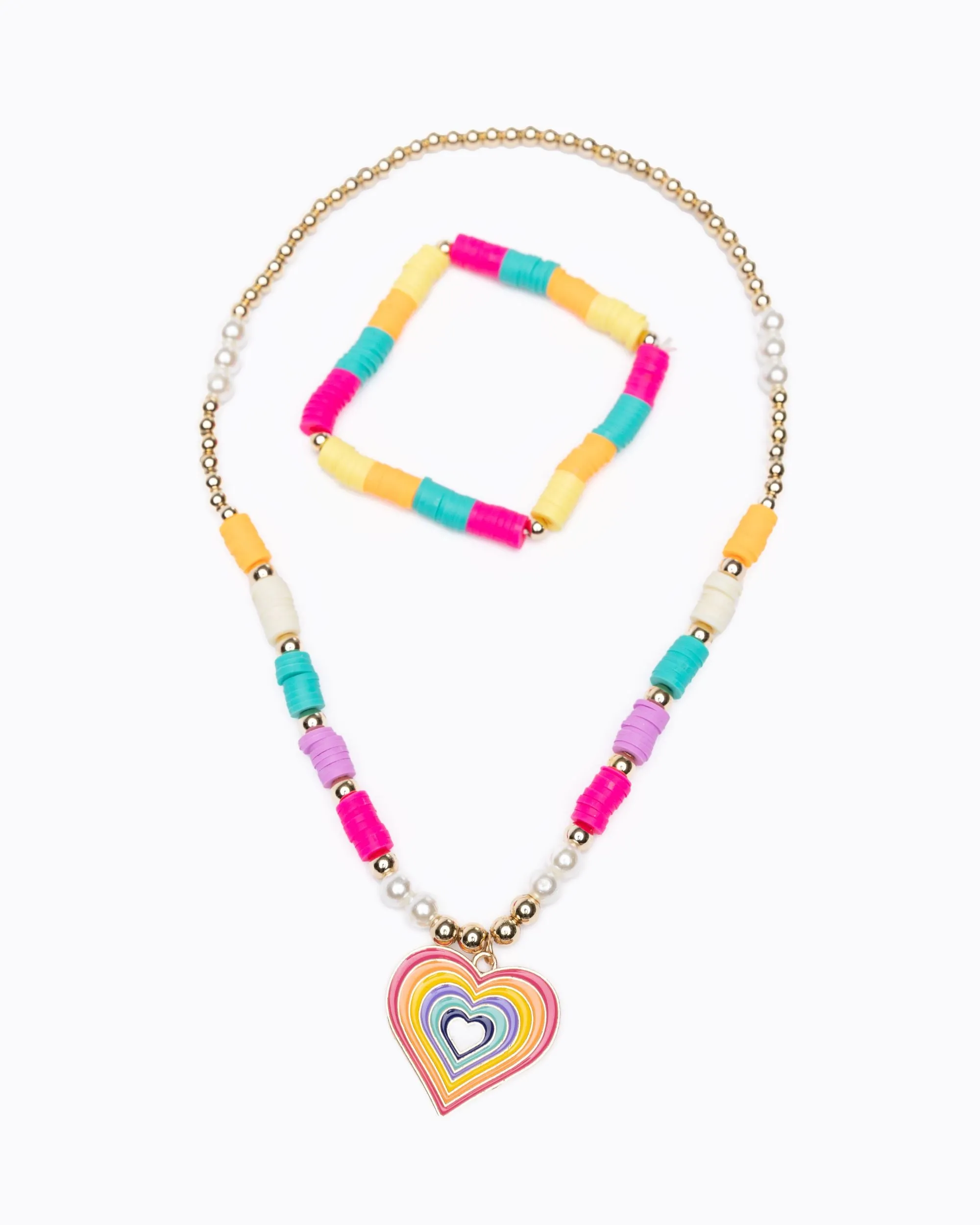Great Pretenders Rainbow Love Necklace & Bracelet Set