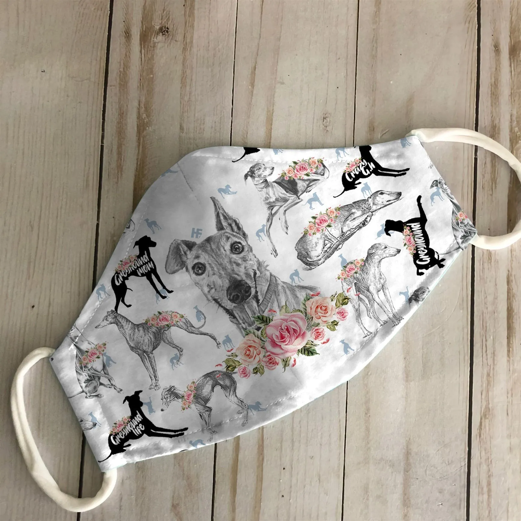 Greyhound Floral Vintage EZ07 3006 Face Mask
