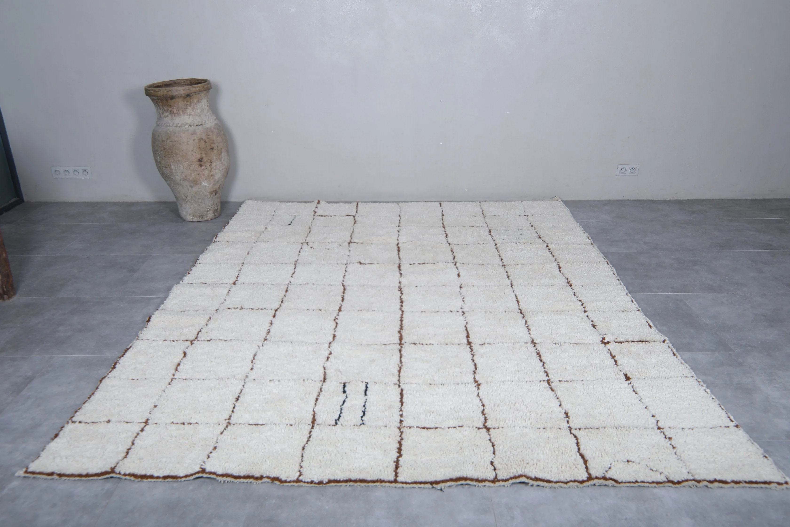 Grid Moroccan area rug - Handmade rug morocco
