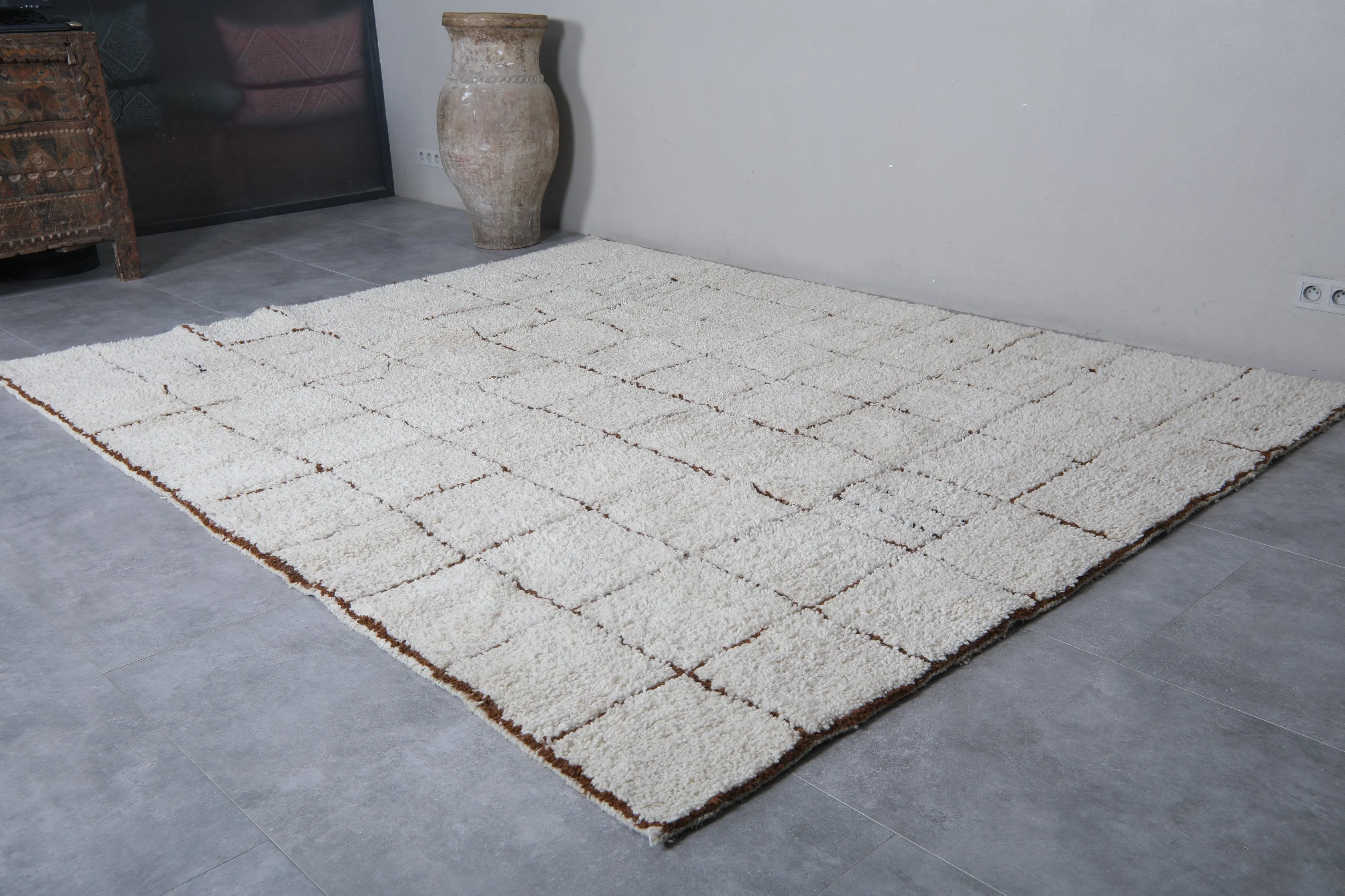 Grid Moroccan area rug - Handmade rug morocco