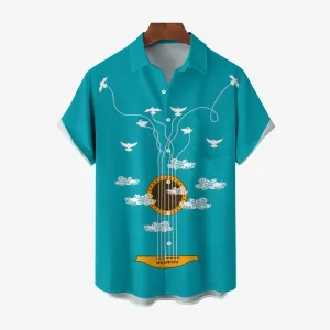 Guitar Creative Fun Print Casual Short Sleeve Shirt 2404000699