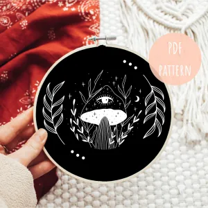 Hand Embroidery PDF Pattern Floral Mushroom E13