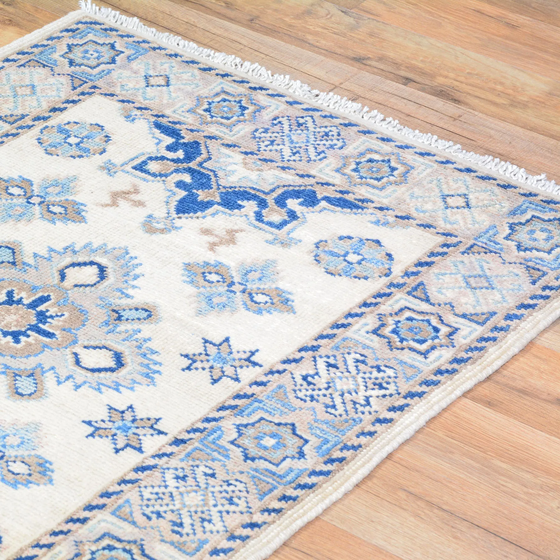 Hand-Knotted Caucasian Tribal Kazak Handmade Wool Rug (Size 2.1 X 2.10) Brral-5745