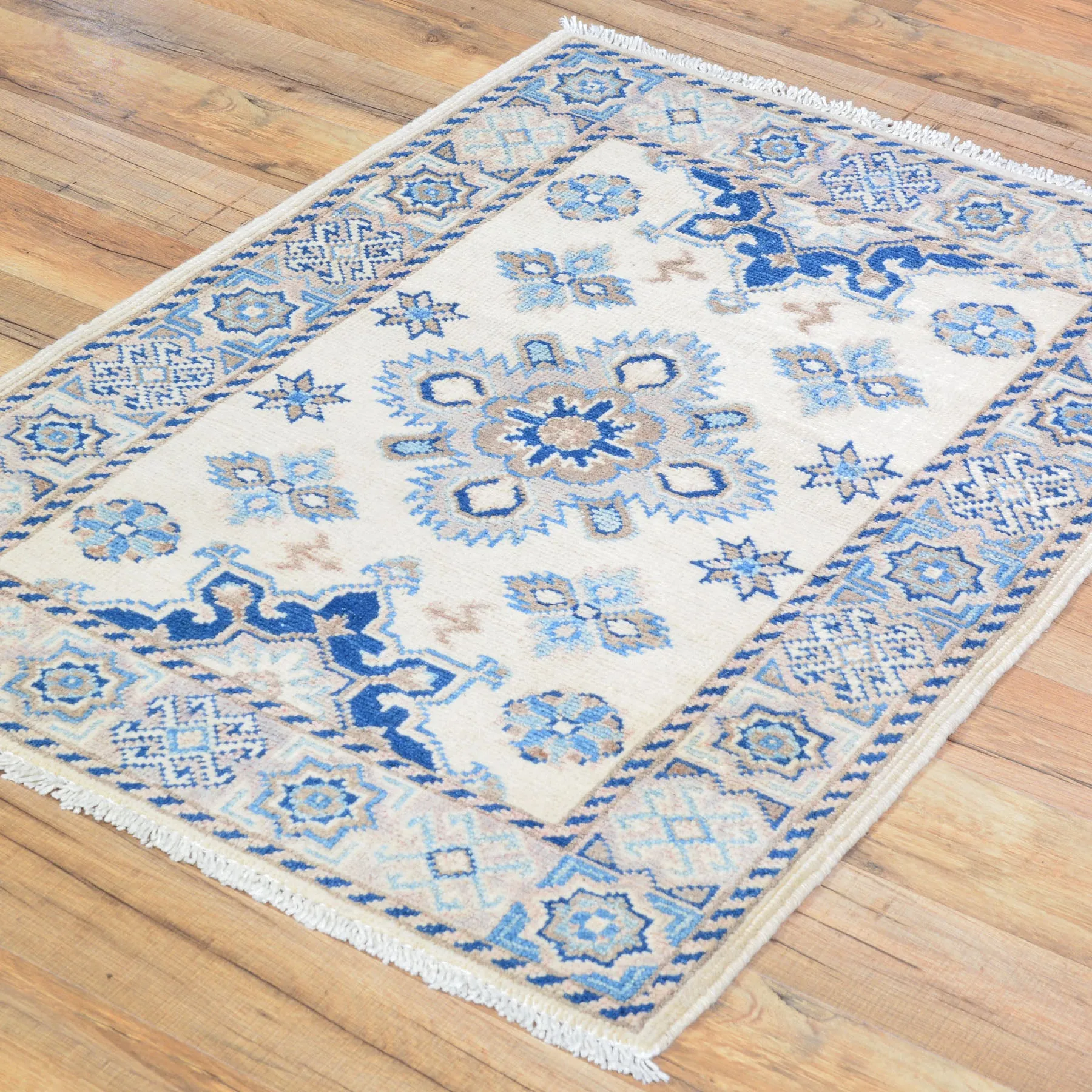 Hand-Knotted Caucasian Tribal Kazak Handmade Wool Rug (Size 2.1 X 2.10) Brral-5745