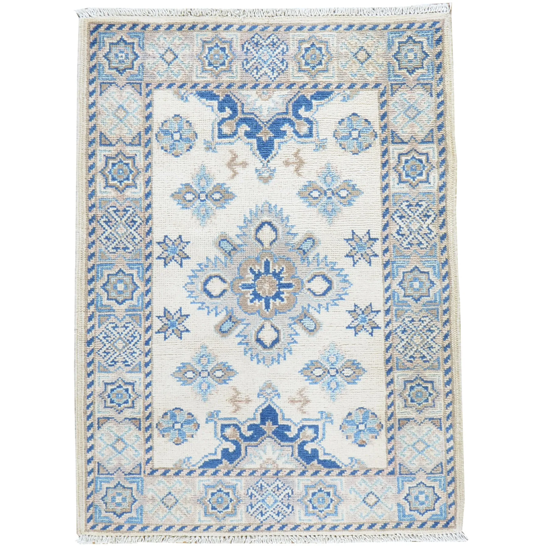 Hand-Knotted Caucasian Tribal Kazak Handmade Wool Rug (Size 2.1 X 2.10) Brral-5745