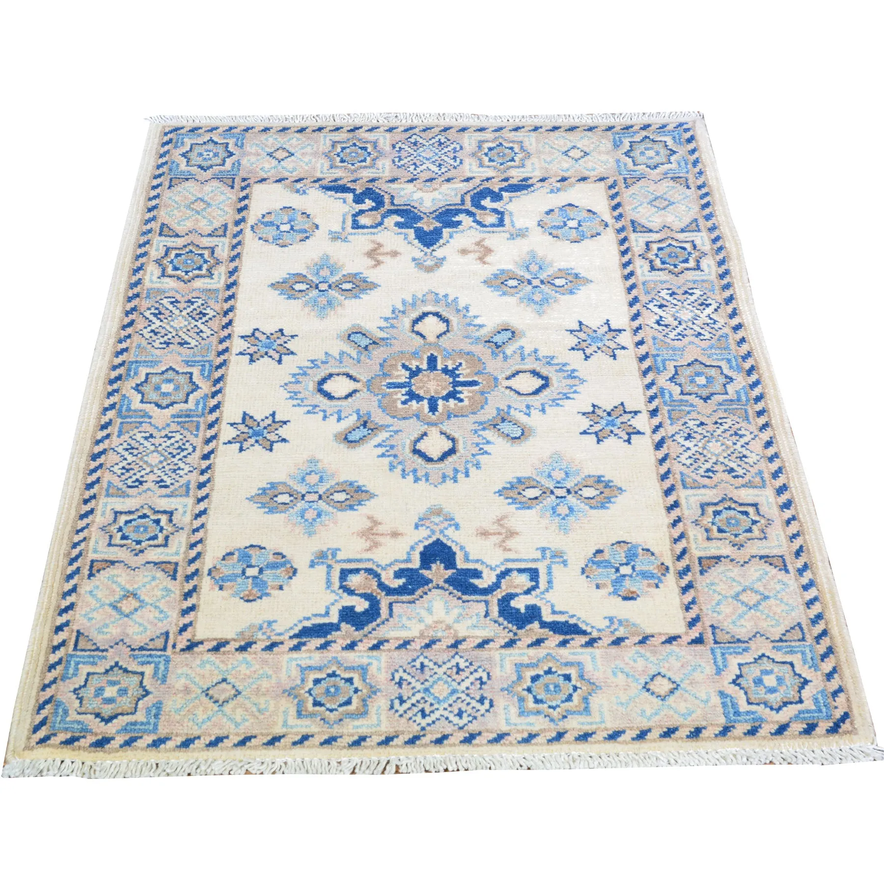 Hand-Knotted Caucasian Tribal Kazak Handmade Wool Rug (Size 2.1 X 2.10) Brral-5745