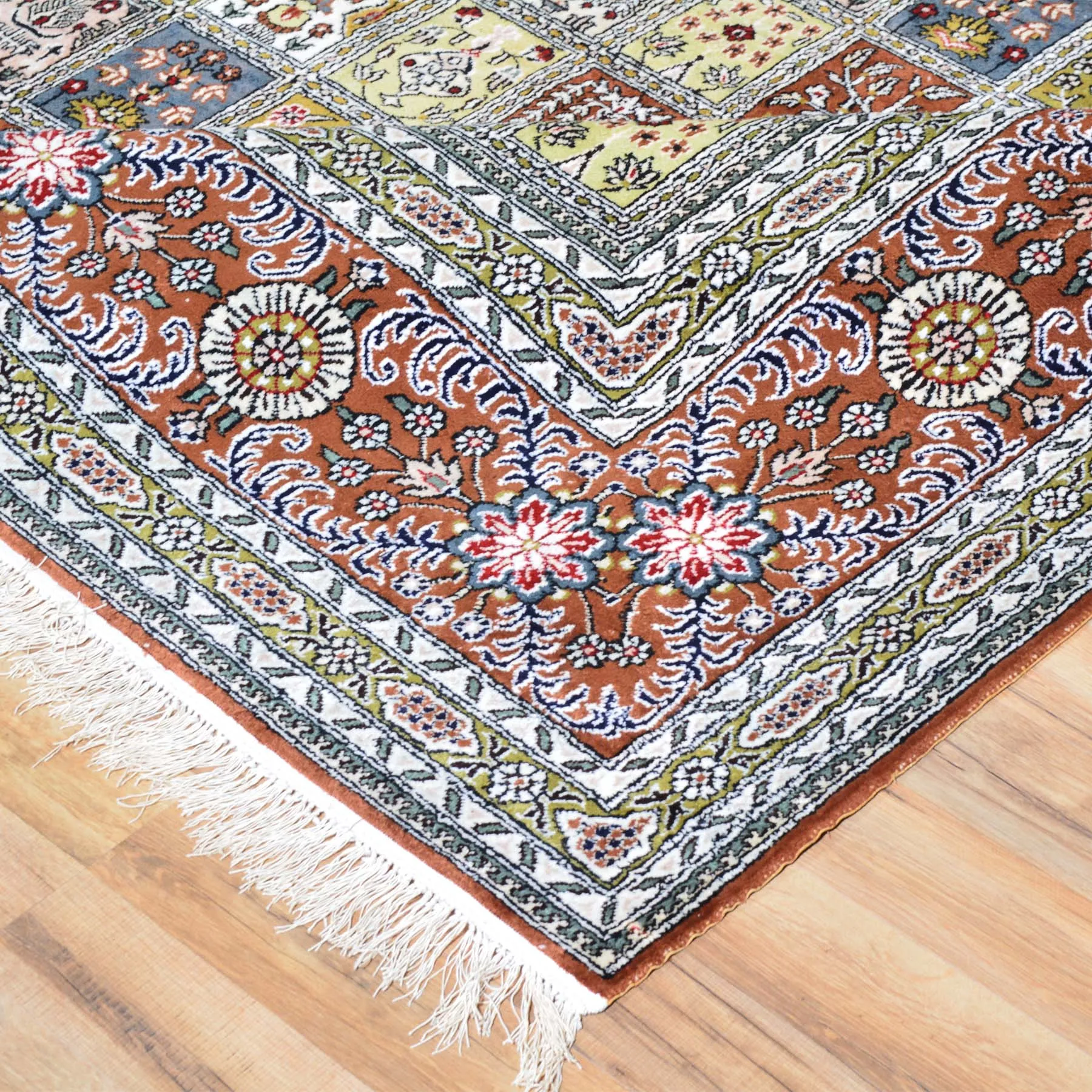 Hand Knotted Garden Panel Design Silk Handmade Rug (Size 9.1 X 11.10) Brral-6381