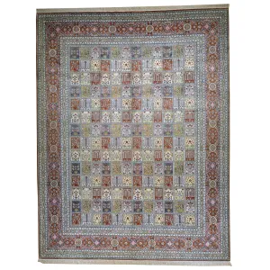 Hand Knotted Garden Panel Design Silk Handmade Rug (Size 9.1 X 11.10) Brral-6381