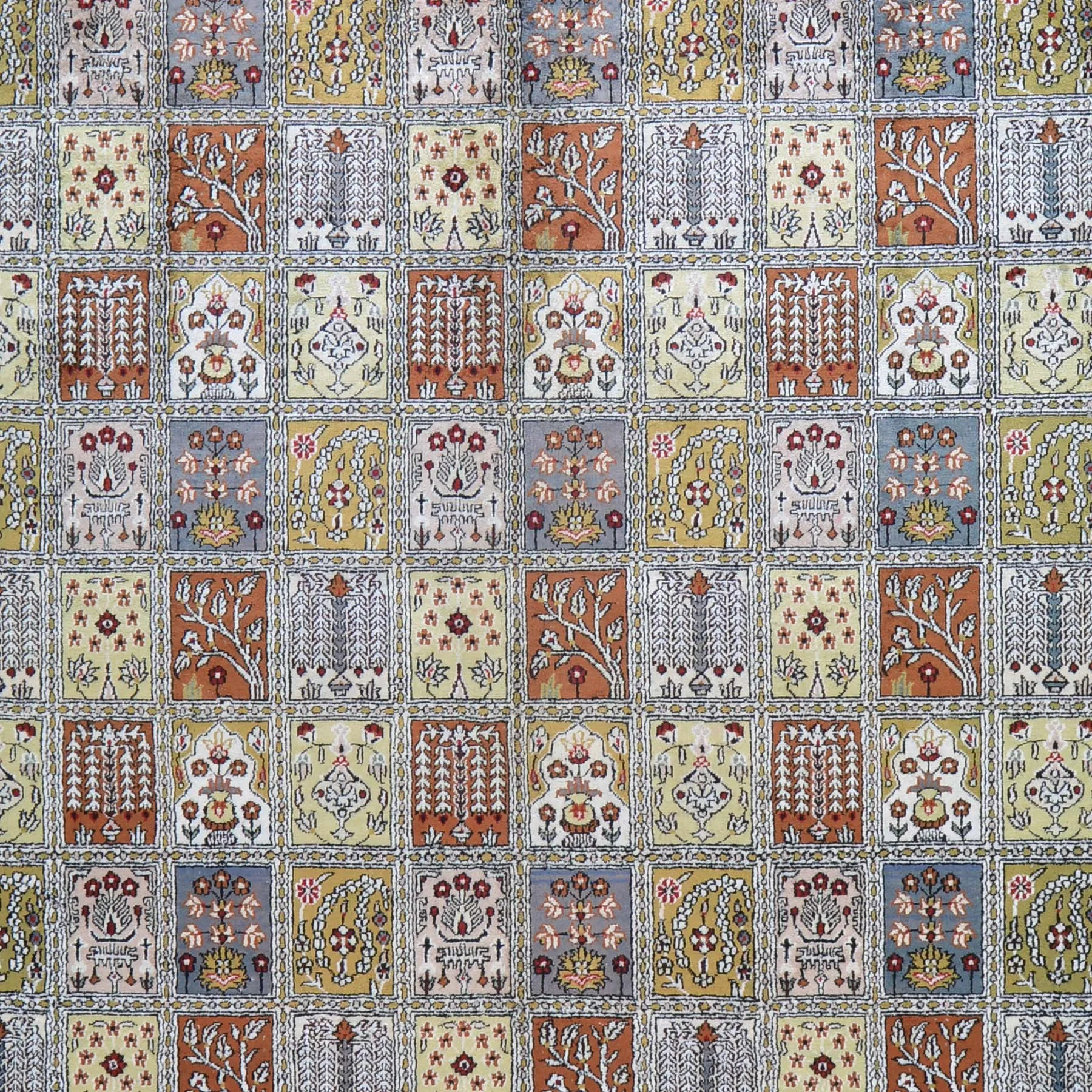 Hand Knotted Garden Panel Design Silk Handmade Rug (Size 9.1 X 11.10) Brral-6381