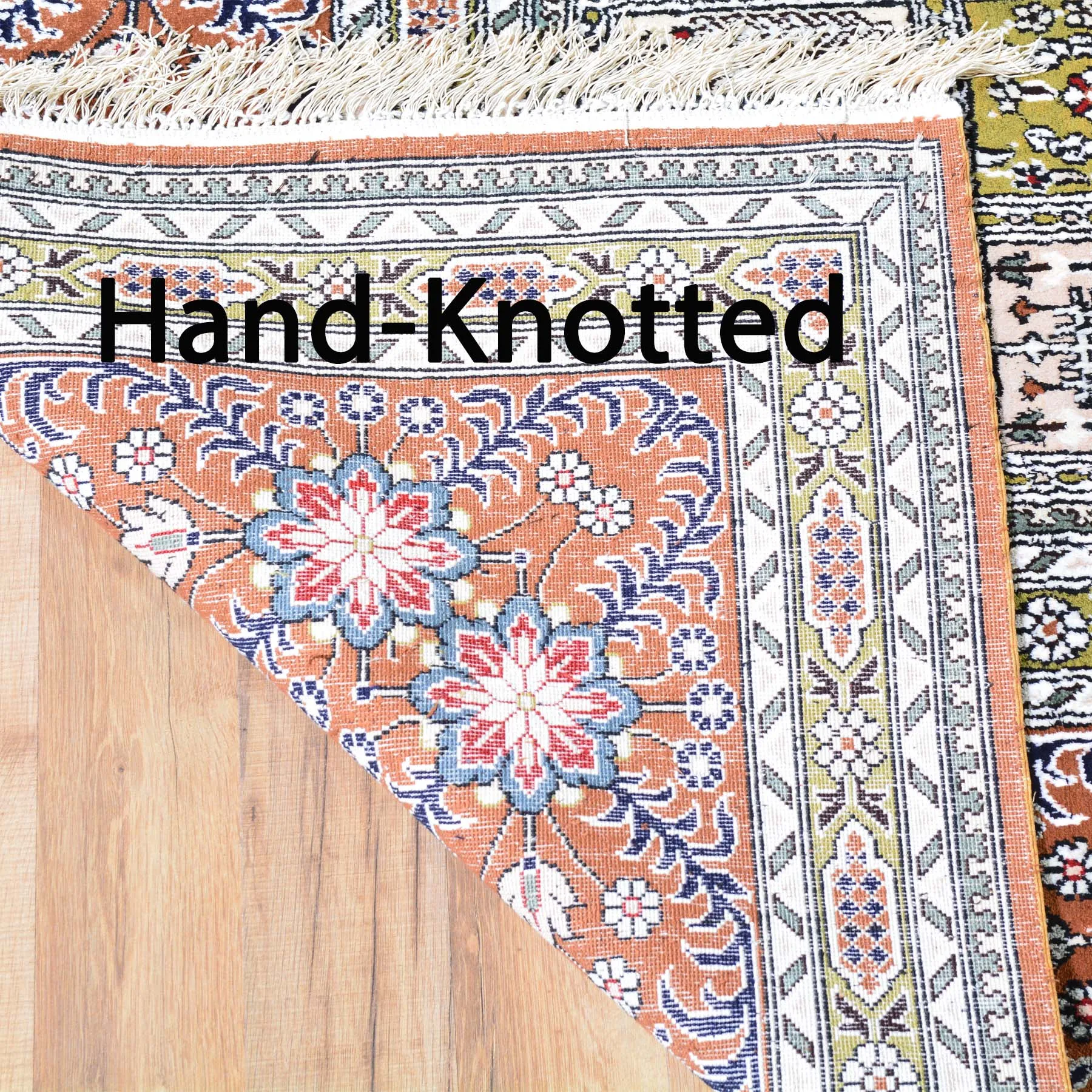 Hand Knotted Garden Panel Design Silk Handmade Rug (Size 9.1 X 11.10) Brral-6381