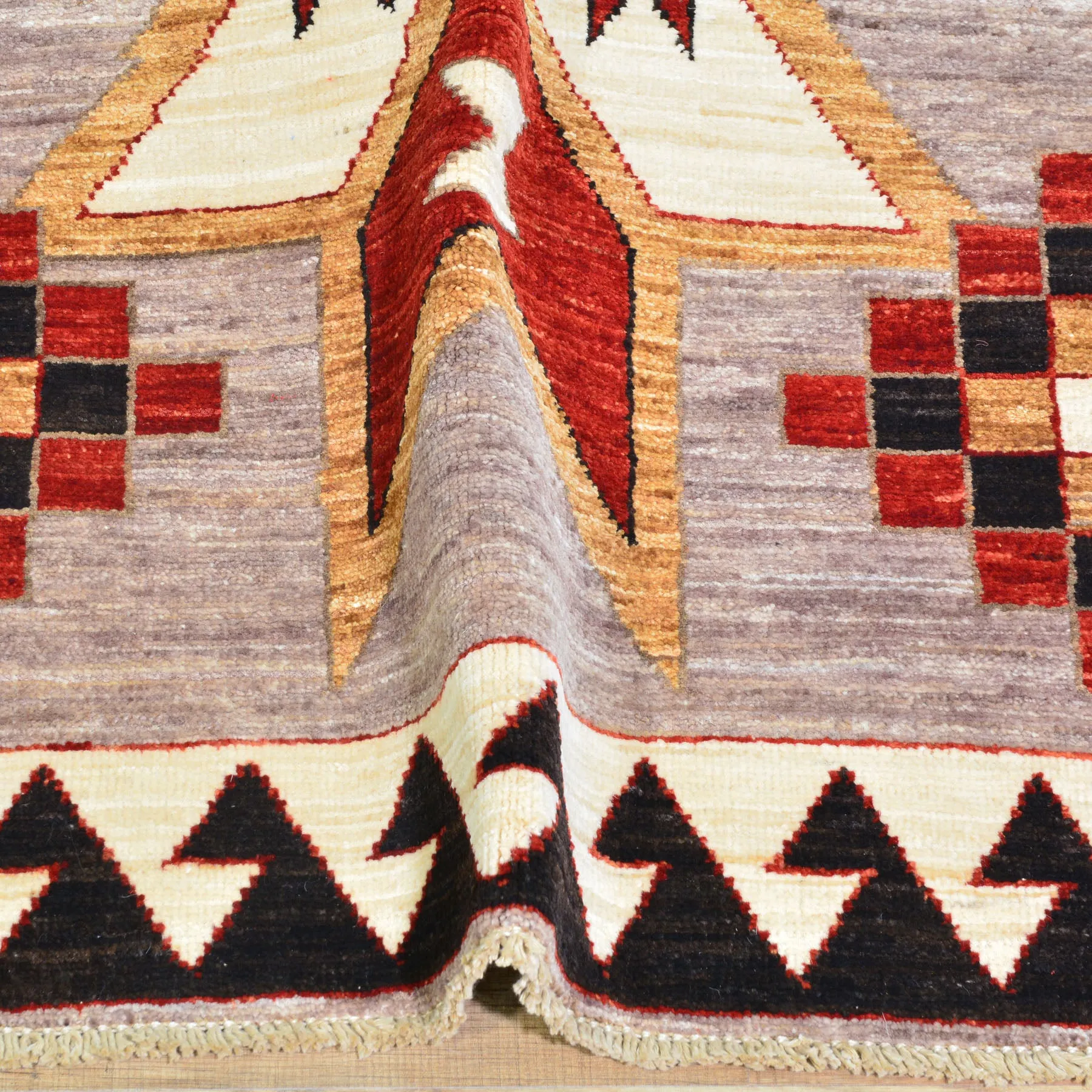 Hand-Knotted Southwestern Design Handmade Wool Rug (Size 2.7 X 11.6) Cwral-9645