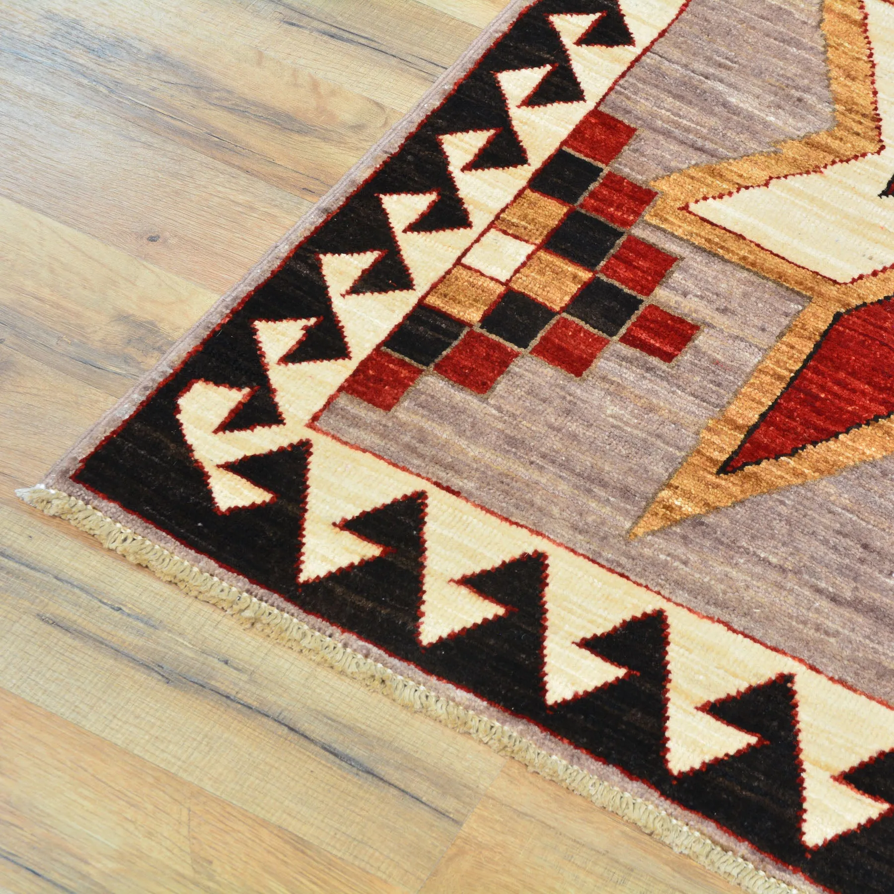 Hand-Knotted Southwestern Design Handmade Wool Rug (Size 2.7 X 11.6) Cwral-9645