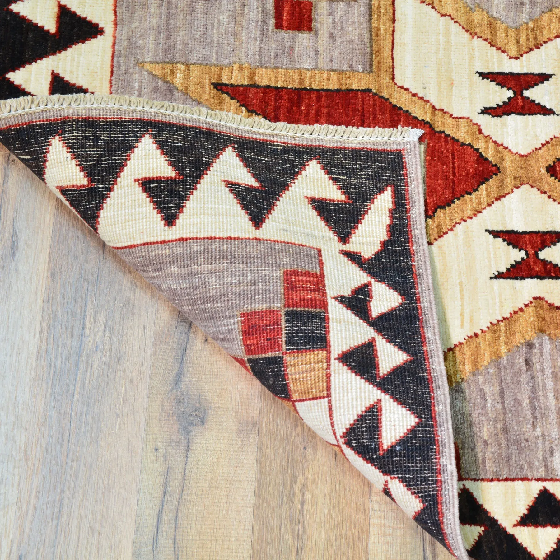 Hand-Knotted Southwestern Design Handmade Wool Rug (Size 2.7 X 11.6) Cwral-9645